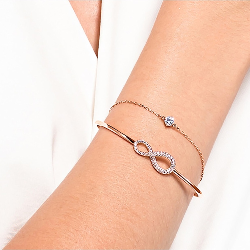 NWOT Swarovski Infinity Bangle Rose Gold Tone-Plated